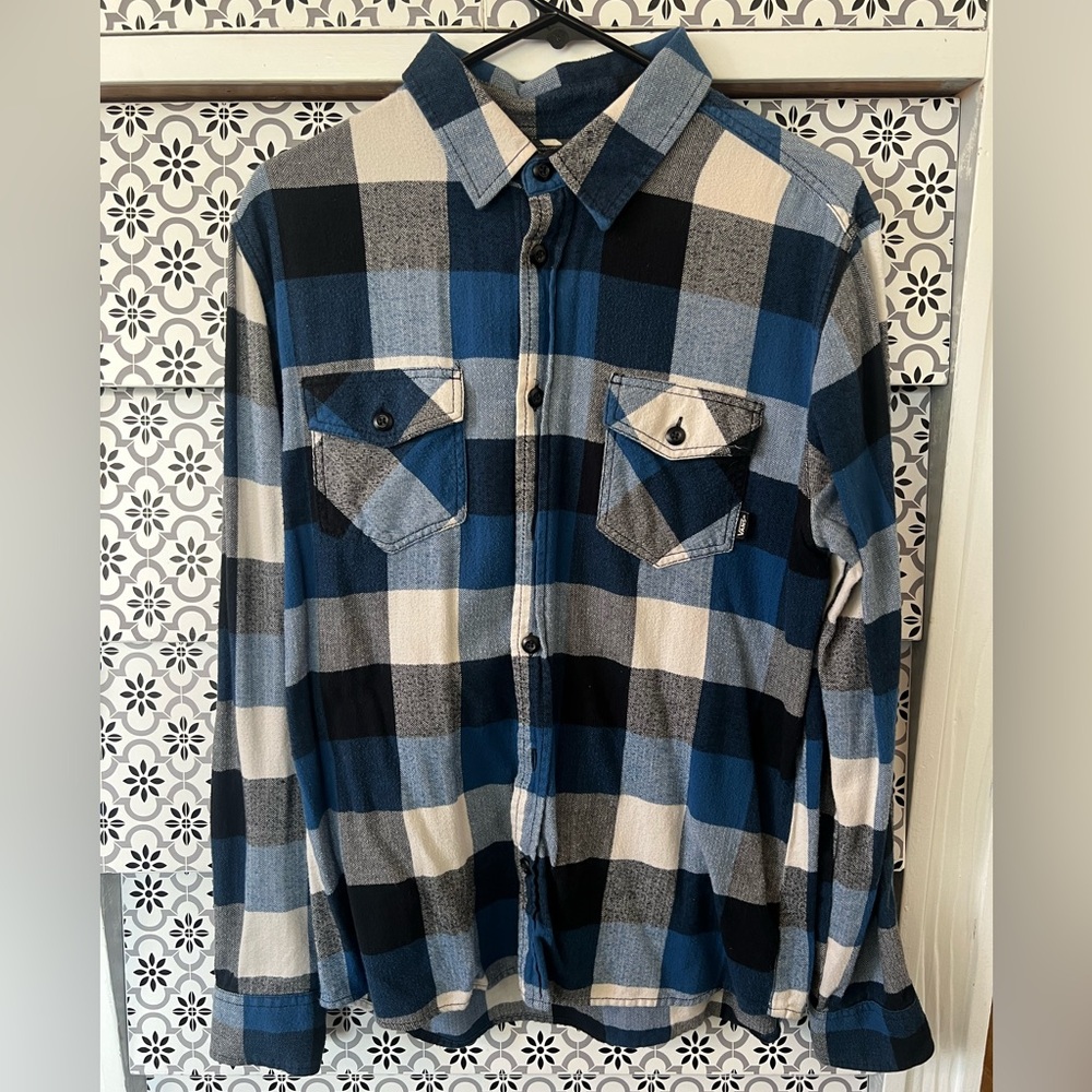 Vans Blue Plaid Button Up Shirt